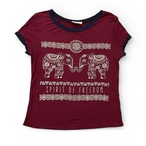 FRENCH PASTRY Women’s Burgundy Spirit of Freedom Elephant Top Size Medium